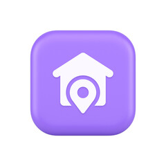Poster - house location gps route button distance navigation map pin pointer address direction 3d icon