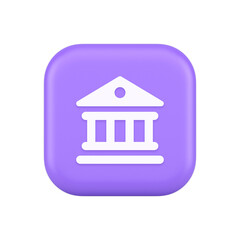 Poster - Museum antique building columns button gallery mythology civilization house 3d realistic icon