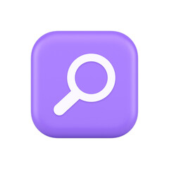 Poster - Browsing internet searching button magnifying glass analyzing information 3d realistic icon