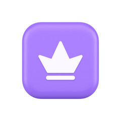 Poster - Crown button royal medieval king queen headdress web app 3d realistic icon