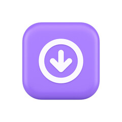 Poster - Down arrow circle frame button web interface pointer navigation app 3d realistic icon