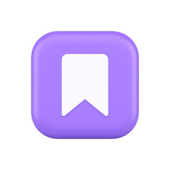 Poster - Bookmark tag flag button book reading document learning remember web app 3d realistic icon
