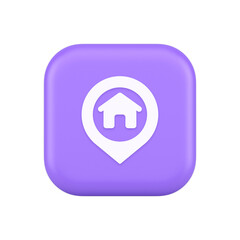 Poster - house map pin location button navigation panel web app gps network pointer 3d realistic icon