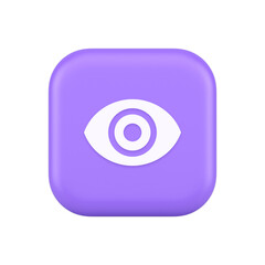 Poster - Eye button visibility searching optical lens web application 3d realistic icon