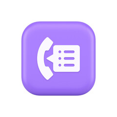 Poster - Phonebook handset important contact list info button phone call communication 3d icon