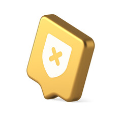 Poster - Decline shield button cross mark wrong unsend defense virtual guard 3d realistic speech bubble icon