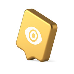 Poster - Eye button visibility searching optical lens web application 3d realistic speech bubble icon
