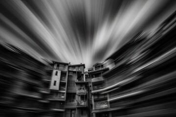 Poster - monochrome building facade captured in a photograph. Generative AI Generative AI
