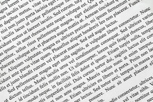 Lorem Ipsum Text Printed On White Paper Close-up Diagonally, Example Document