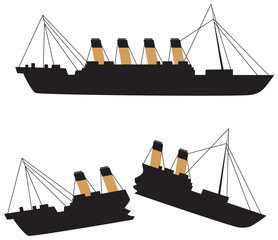 Sticker - Shipwrecked vessel silhouette isolated