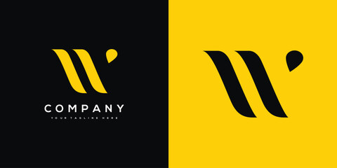 Wall Mural - Minimal Innovative Initial WV logo and WV logo. Letter W  WV VW creative elegant Monogram. Premium Business logo icon. Black and yellow color on background. W LOGO