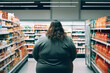 Übergewichtige Frau im Supermarkt - Generative AI