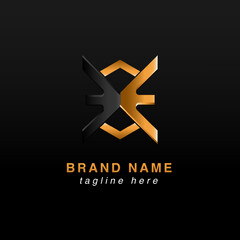 Poster - elegant b and e monogram gold logo design