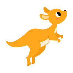 Wall Mural - Cute Baby Kangaroo or Joey Character as Marsupial Mammal Leaping on Hind Legs Vector Illustration