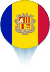 Sticker - Map pointer with flag of Andorra.