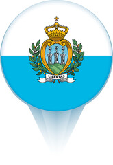 Sticker - Map pointer with flag of San Marino.