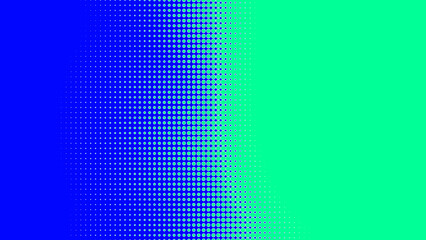 Poster - Dots halftone green blue color pattern gradient texture with technology digital background. Dots pop art comics with summer background.