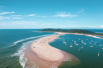 Wall Mural - Boats and 4wd vehicles on the beach at Double Island Point