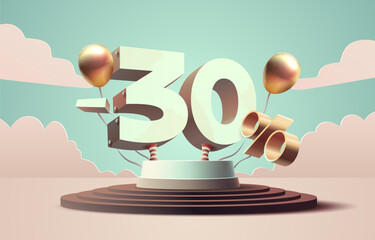 Wall Mural - Sale off 30 Percentage, gift save offer, special banner discount. Vector illustration