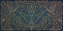 Vector Art Nouveau, Art Deco Wavy Flower Pattern, Ornament. Retro Vintage Floral Motif, Line Golden Luxury. Design For Interior Design, Textile, Texture, Poster, Package, Wrappers, Gifts.