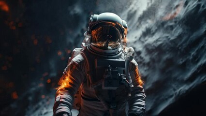 Wall Mural - Space suits isolated on space background.  Motion. ai generated