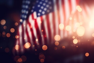 Wall Mural - United States flag, patriotism concept, bokeh background, digital illustration. Generative AI