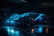 © Deivison - Technological car with blue neon lights, futuristic game concept, digital illustration. Generative AI