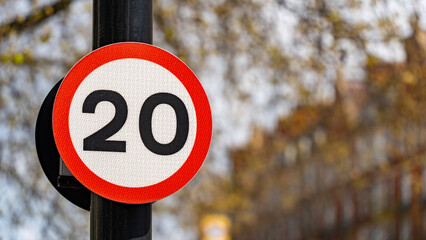 20mph speed sign in urban setting