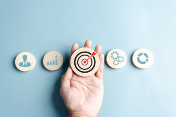 Poster - Business growth success achievement concept, planning development leadership and customer target group