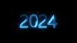 2024 blue golden text neon effect animation infinite loop