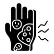 Conceptual solid design icon of unhygienic hand