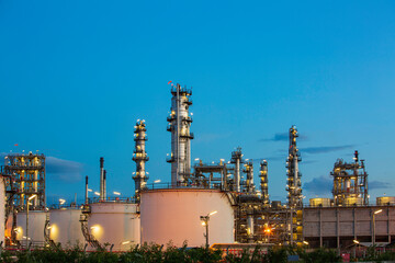 Poster - Oil​ refinery​ plant and tower column of Petrochemistry industry in tank oil​ and​ gas​ ​industrial with​ cloud​ blue​ ​sky
