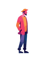 Sticker - One person walking in a modern style Generative AI