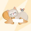 funny illustration of cat with fortune cookie