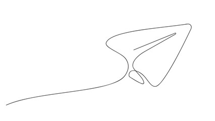 Wall Mural - Paper plane one line drawing, vector. Continuous single line hand drawn illustration