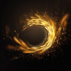 Explosion and swirl of gold sparkles background