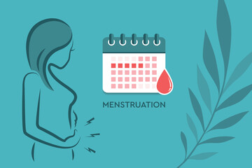 Wall Mural - girl with menstrual pains female body menstruation hygiene calendar