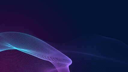 Poster - Abstract dot blue purple wave gradient texture technology background.