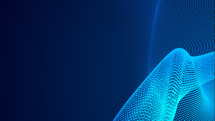 Poster - Abstract dot white blue wave gradient texture technology background.