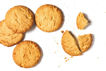 Orange cookies isolated on white background.