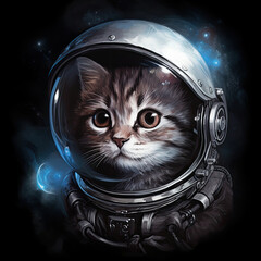 Wall Mural - Kitten in a space suit. Digital art. Generative AI.
