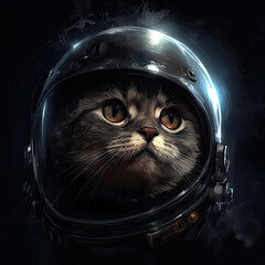 Wall Mural - Kitten in a space suit. Digital art. Generative AI.