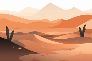 Poster - A desert illustration vector Generative AI 