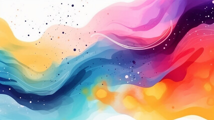 Poster - Abstract colorful wave background universe watercolor Generative ai 