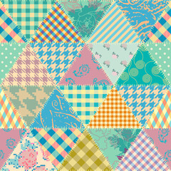 Fototapete - Seamless geometric abstract pattern. Patchwork pattern. Vector image. Triangles pattern.