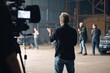 © ЮРИЙ ПОЗДНИКОВ - The director of the film gives advice to the group on the set. Generative AI