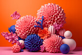 Fototapeta Do akwarium - 3D Blumen, abstrakt und bunt.