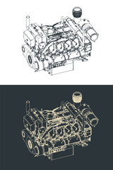 Wall Mural - Heavy duty marine diesel engine drawings