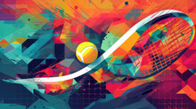 Colorful Abstract Tennis Game Concept. Generative AI