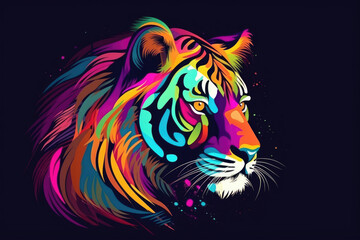  Abstract creative illustration with colorful tiger